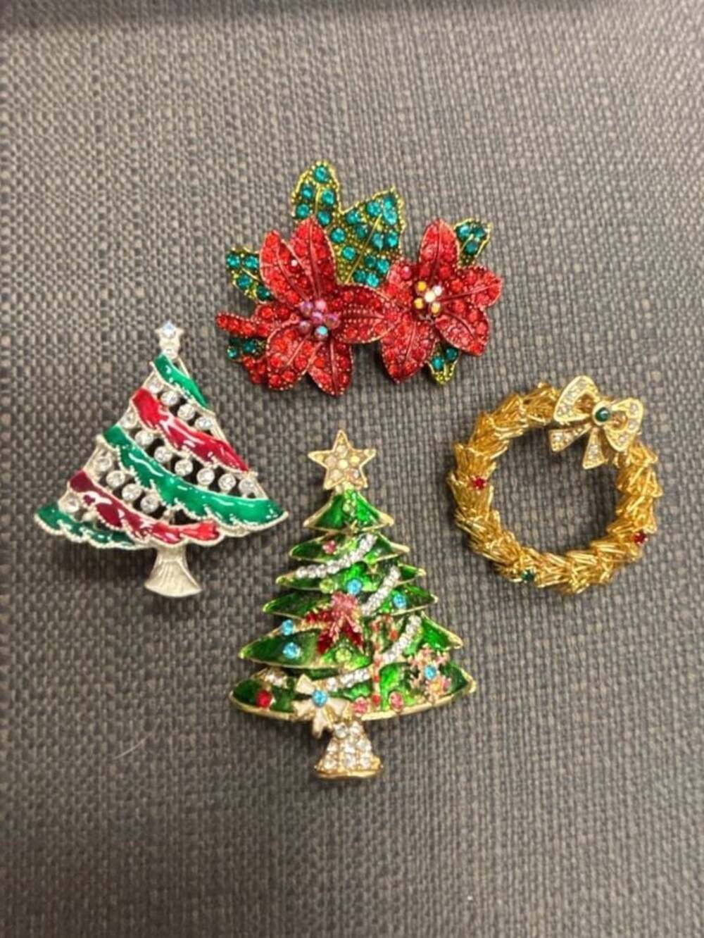 Vintage and Modern Christmas Brooch Set of 4